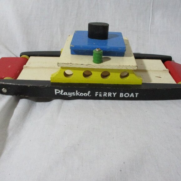 Vintage PLAYSKOOL FERRY BOAT Set Blocks Toy Toddler Preschool - Picture 1 of 4
